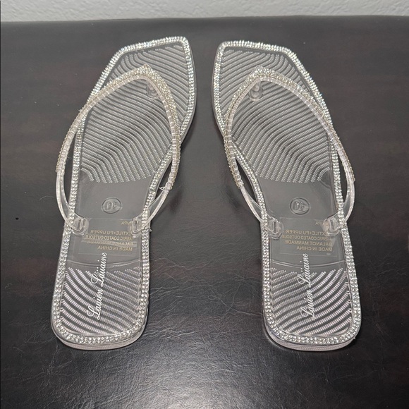 Lauren Lorraine Silver Rhinestone Flip Flops - Picture 5 of 8